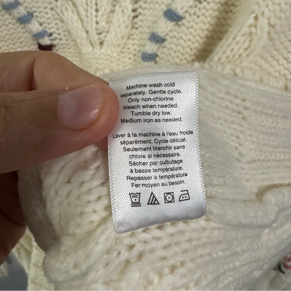 Coldwater Creek Cream Crew Neck Sweater with Decorative Details small - Picture 7 of 7